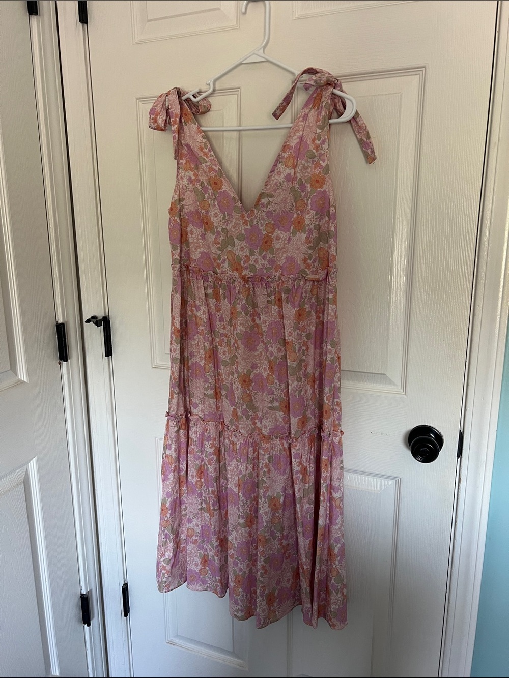 Petal and Pup Pink Floral Tie-Shoulder Midi Dress